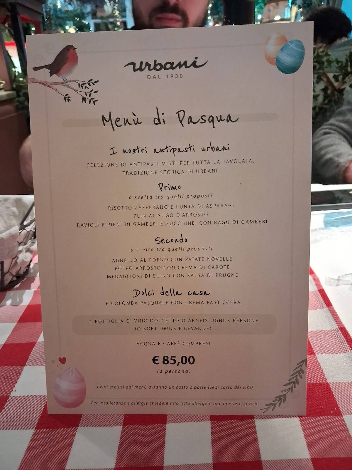 Ristorante Urbani меню