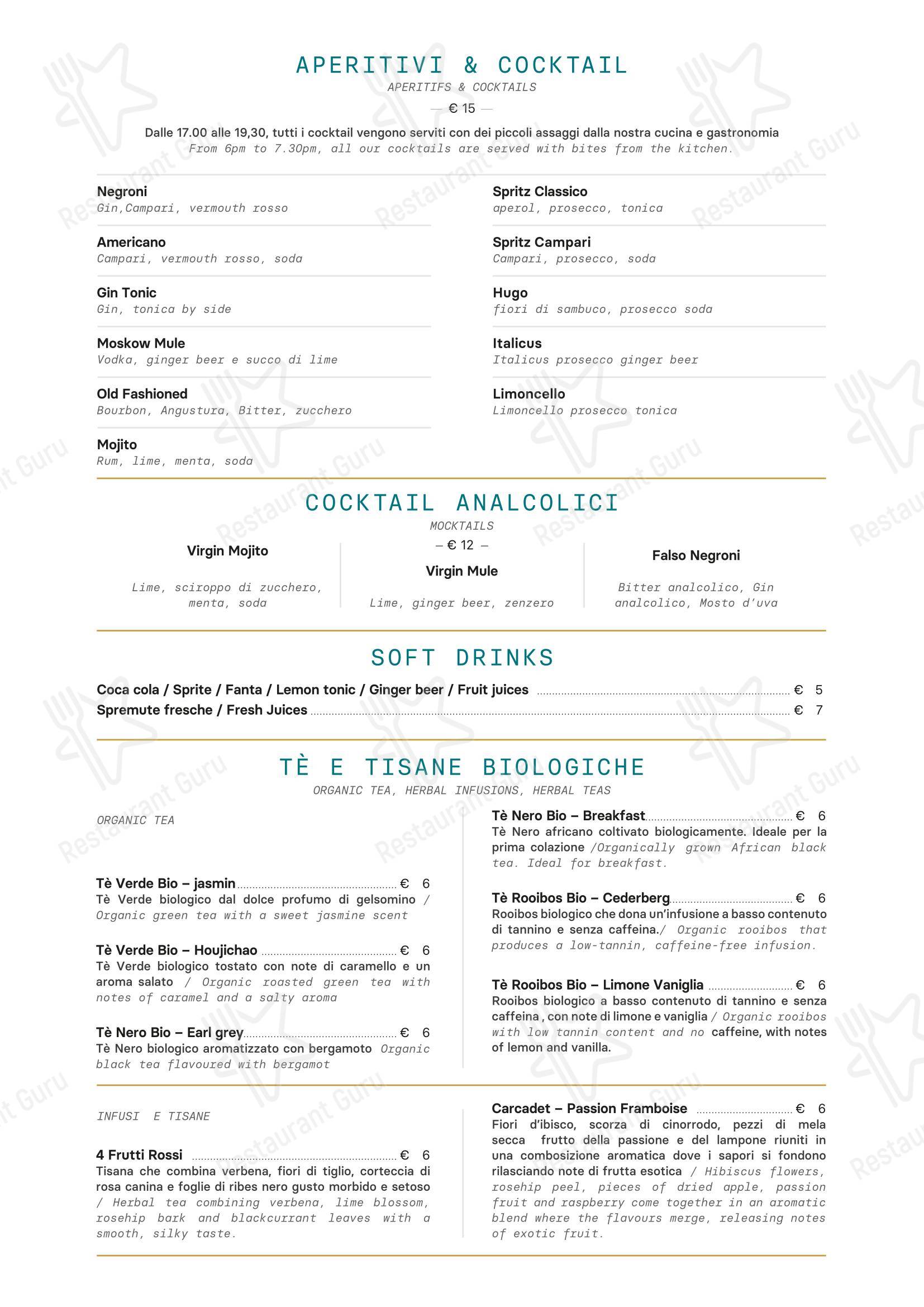 Меню ресторана Ristorante dei Condotti - 菜单