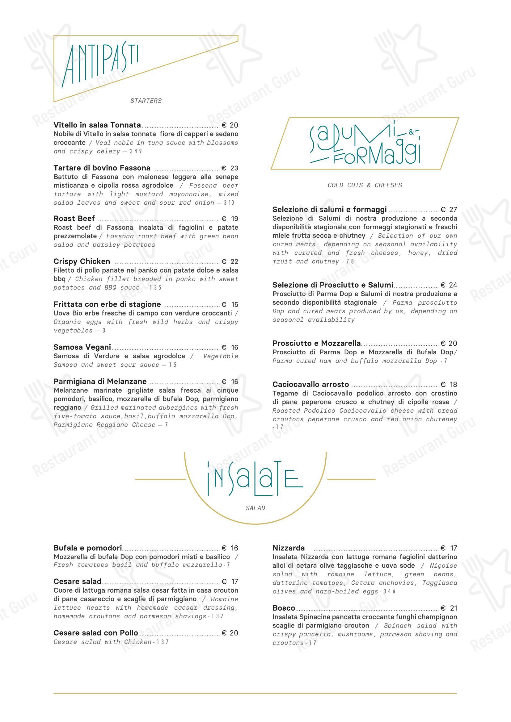 Меню ресторана Ristorante dei Condotti