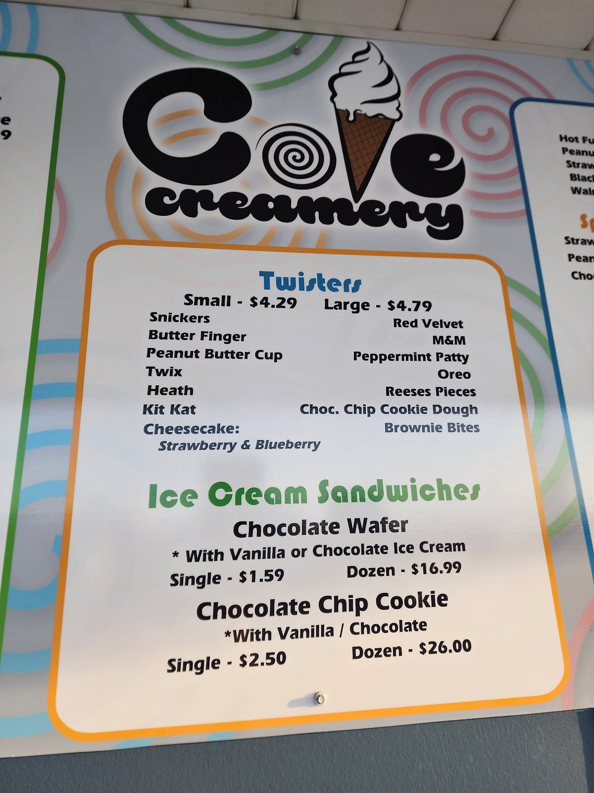 Cove Creamery меню