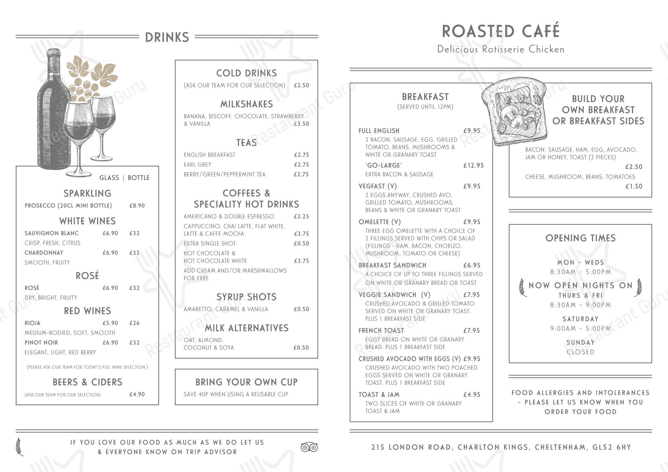 Меню кафе Roasted Café - 菜单