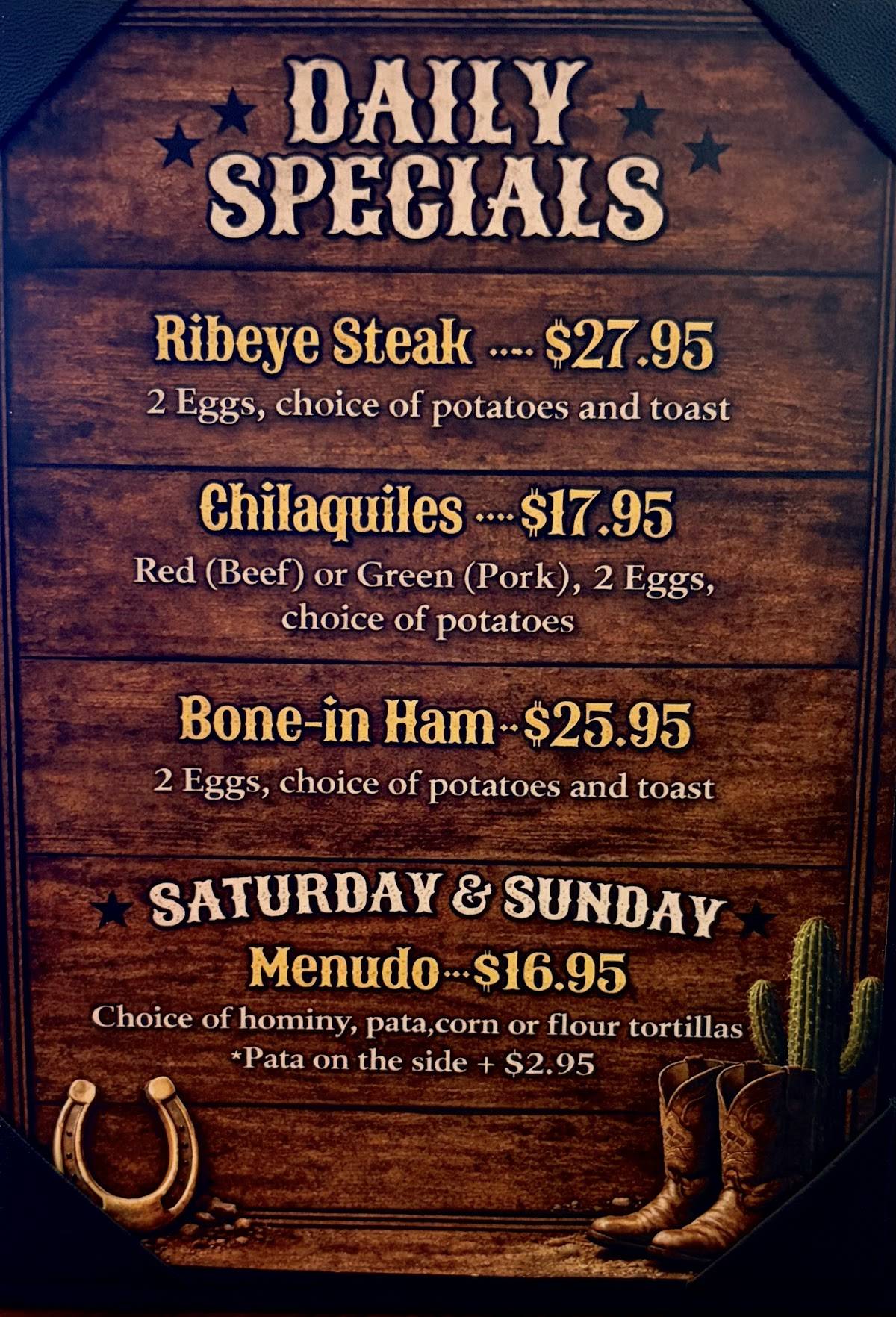 Rodeo Cafe Temecula меню