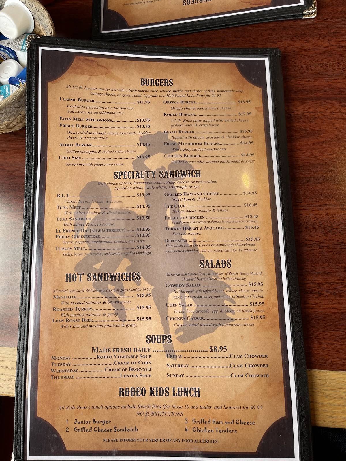 Rodeo Cafe Temecula меню