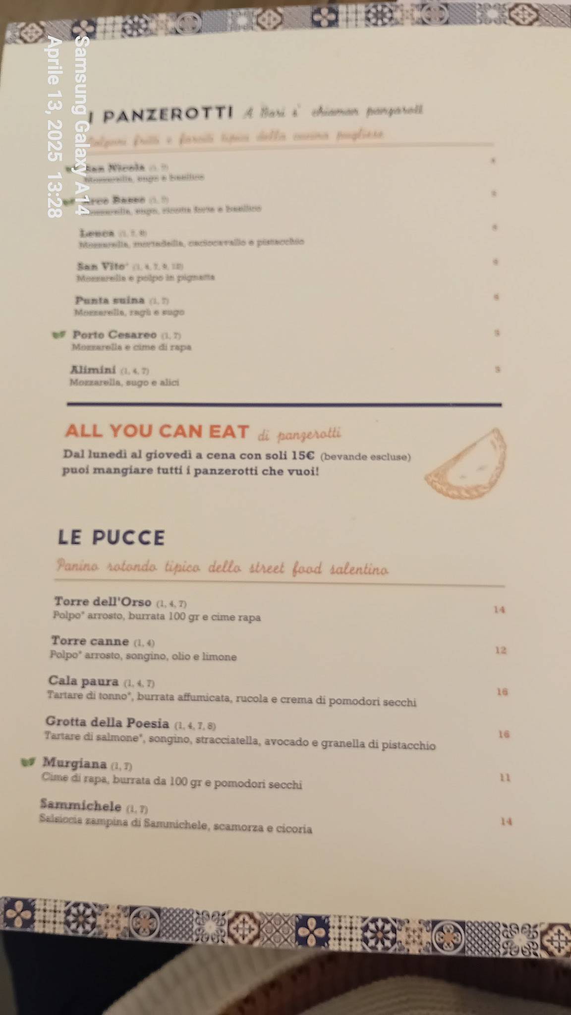 L’Apulia - Osteria Pugliese меню