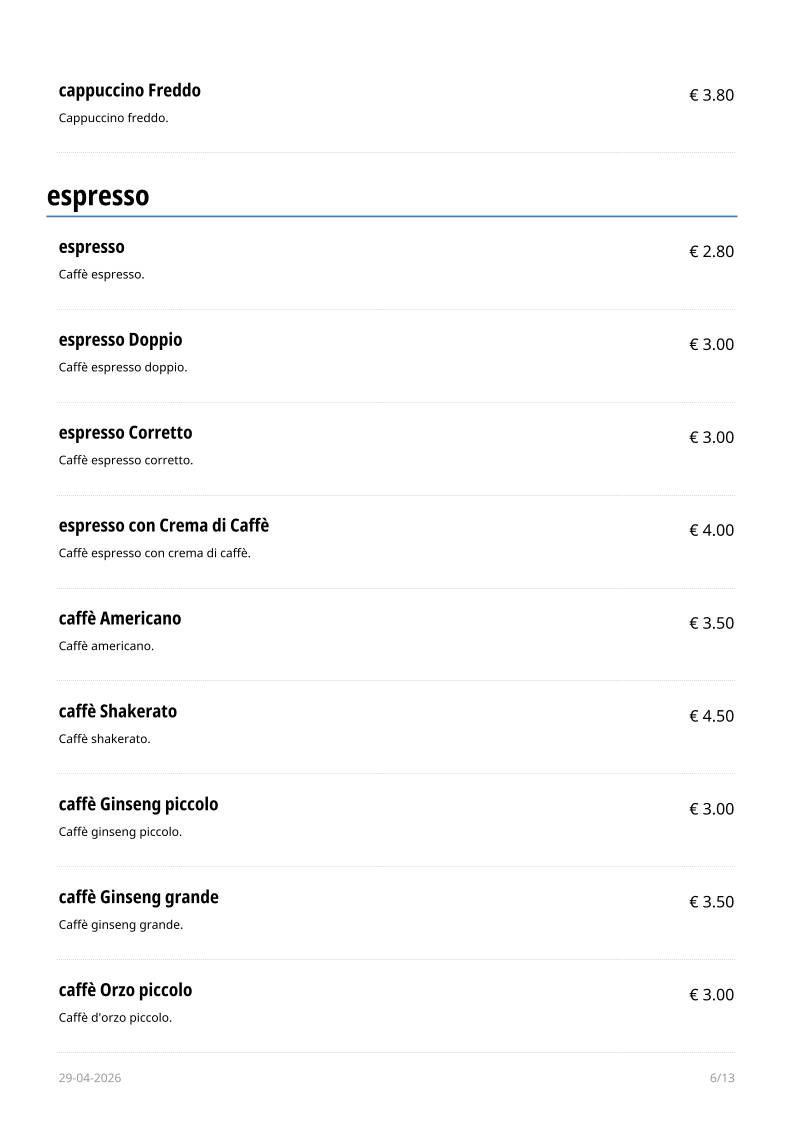 Nuovo Bar Savello меню