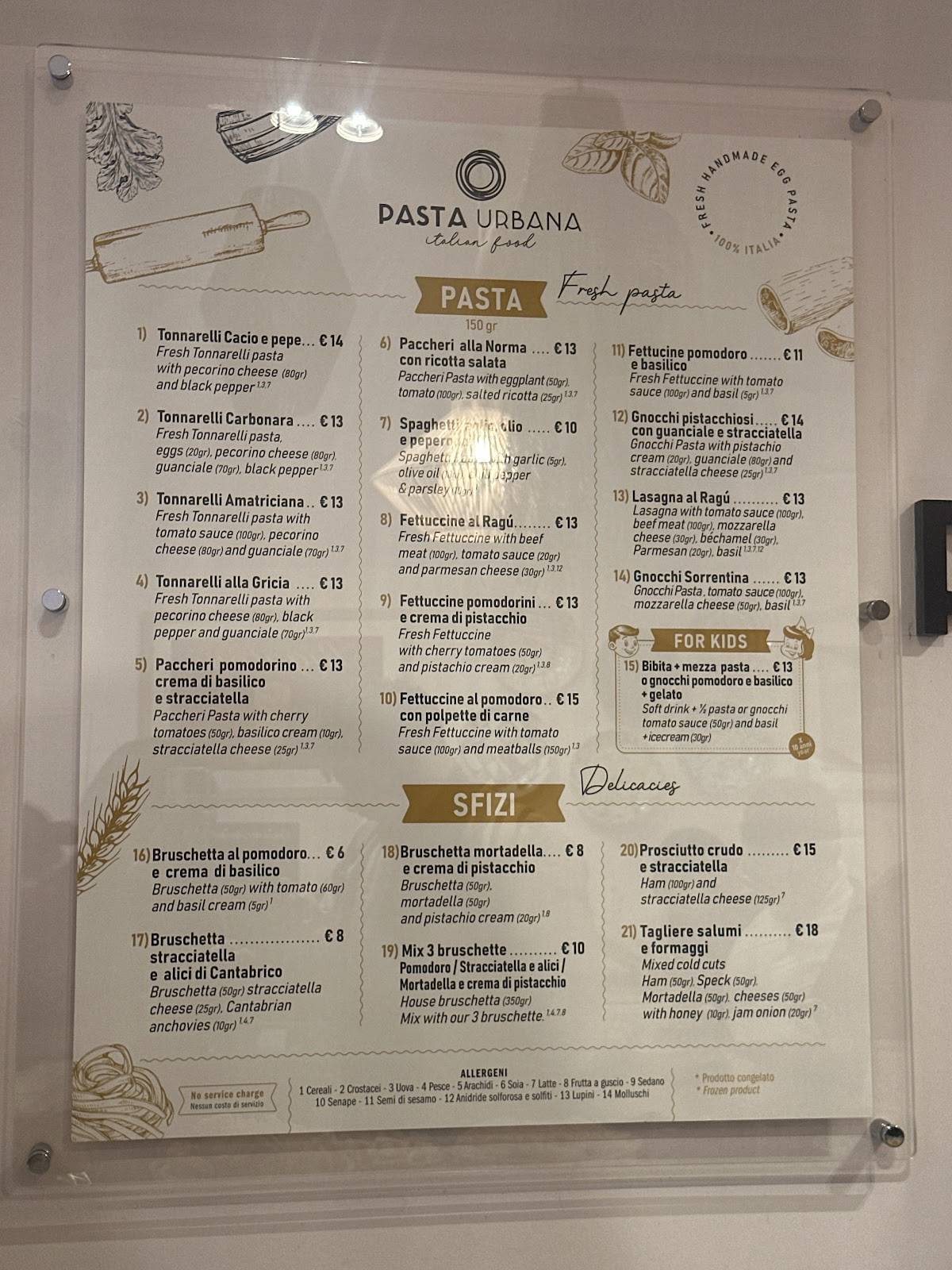 Pasta e Basta меню