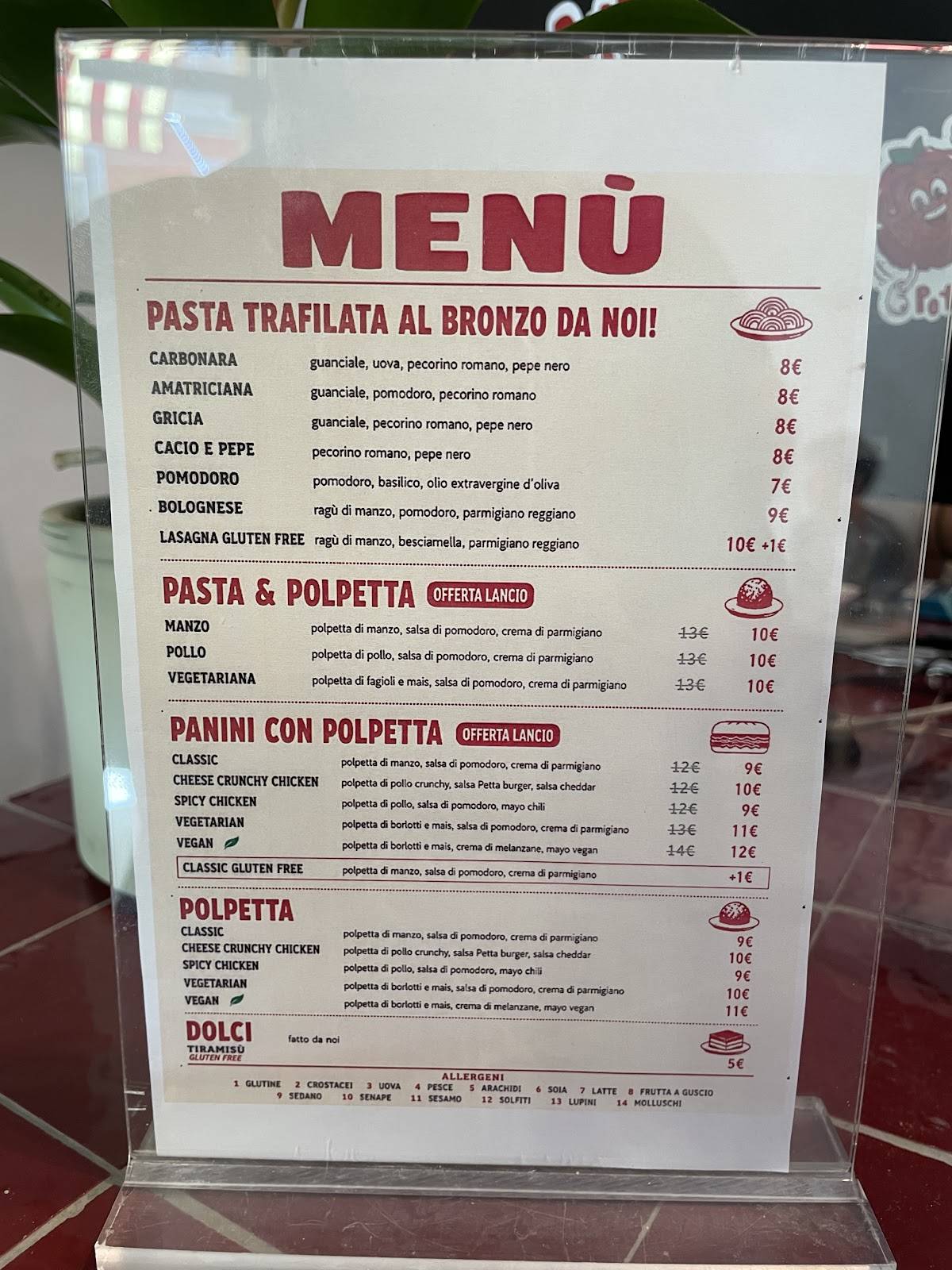 Petta Roma - Pasta e Polpetta меню
