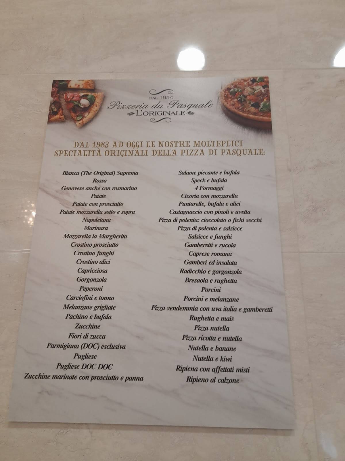 Pizzeria da Pasquale меню
