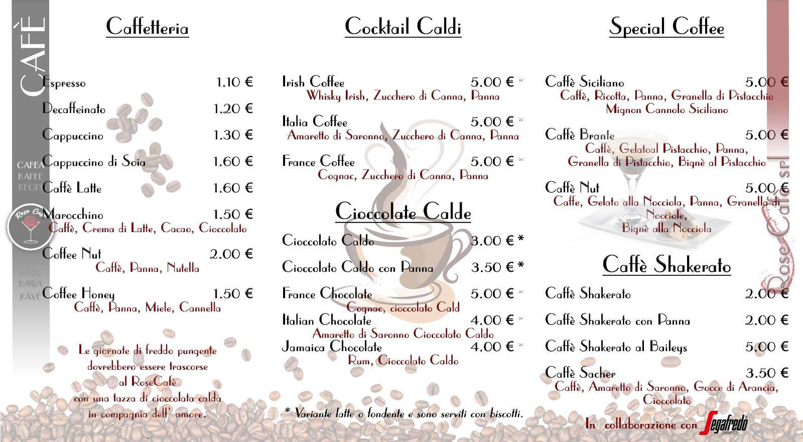 Rose Cafè меню