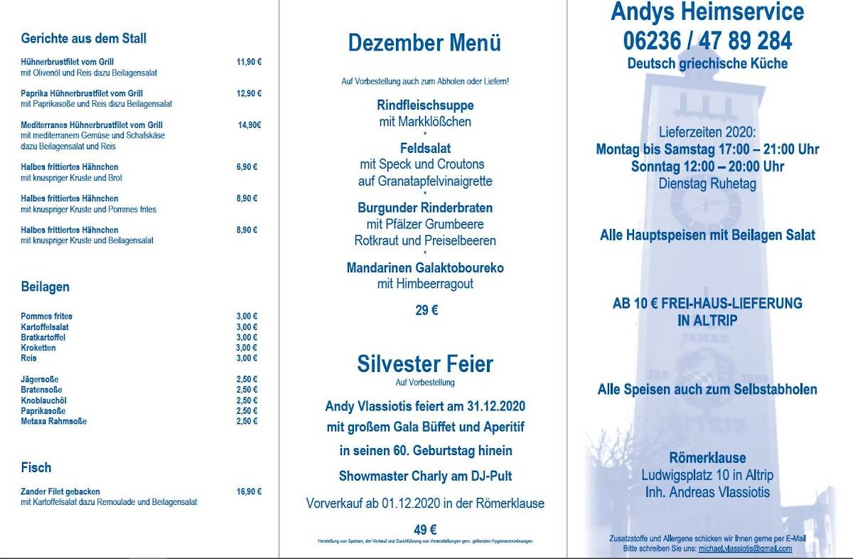 Römerklause меню
