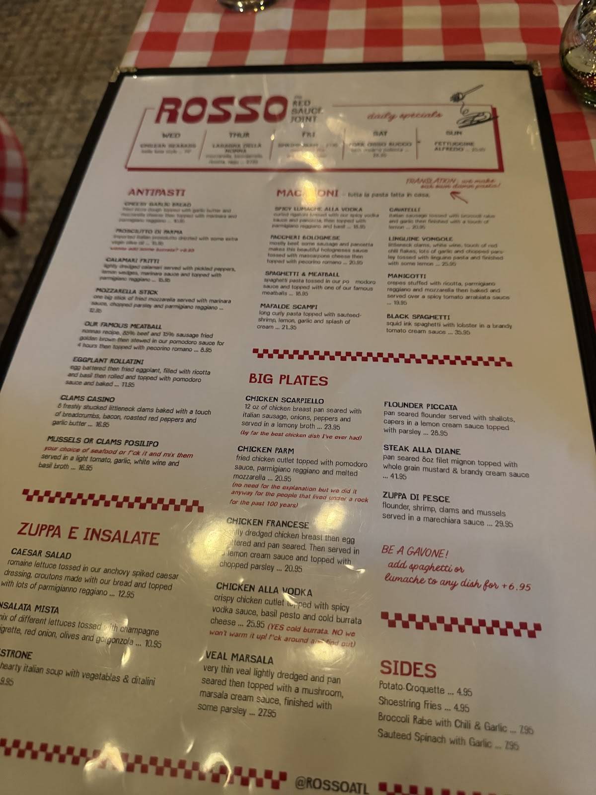 Rosso меню