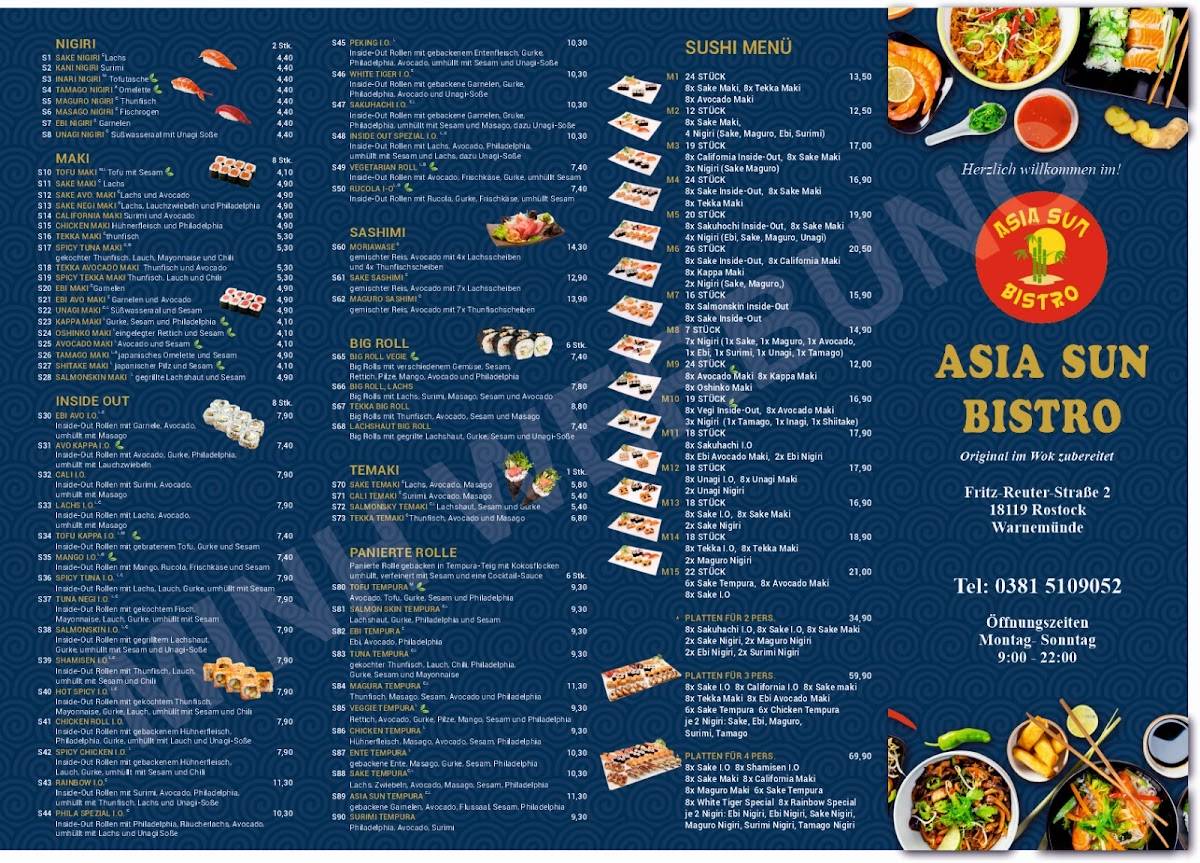 Asia Sun Rostock меню