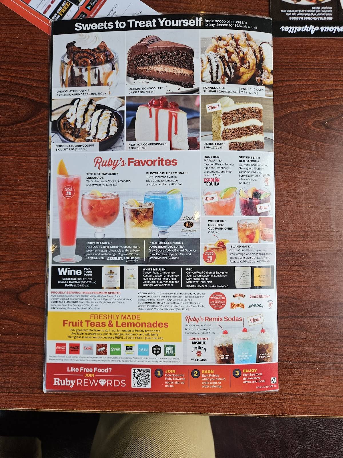 Ruby Tuesday меню