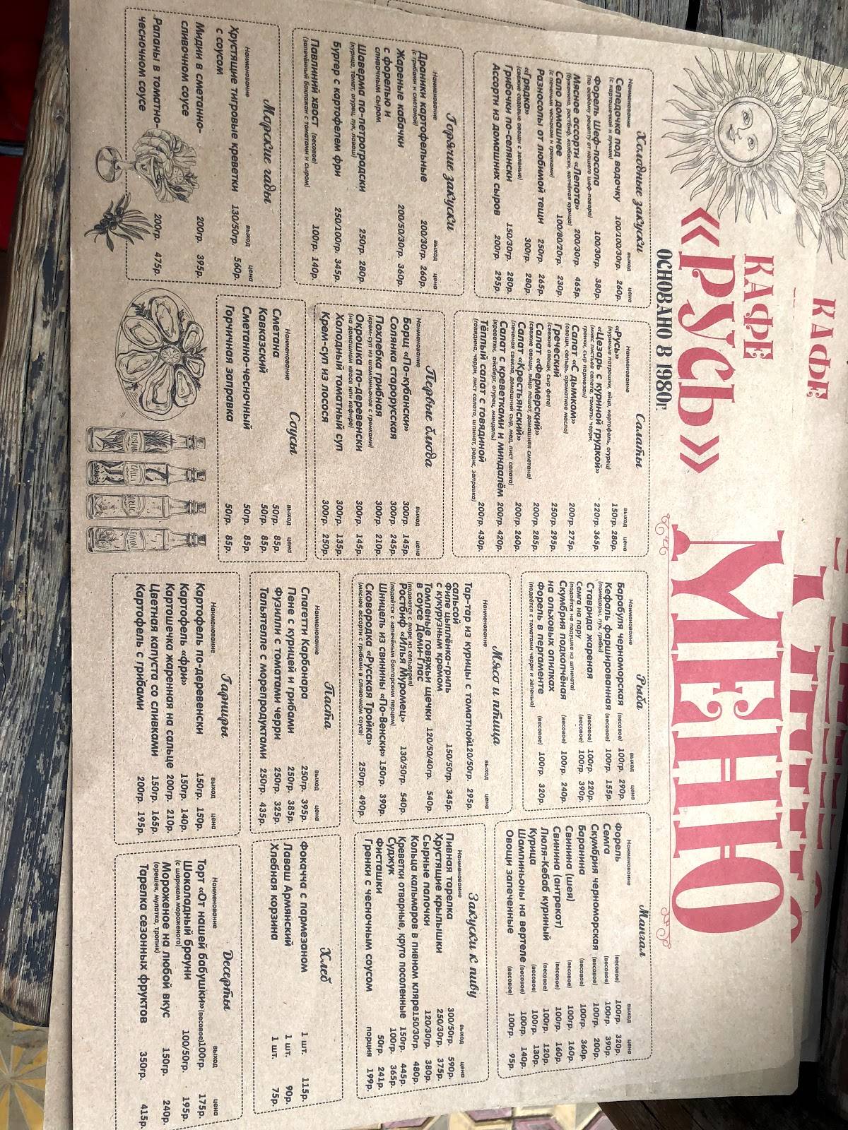 Русь меню