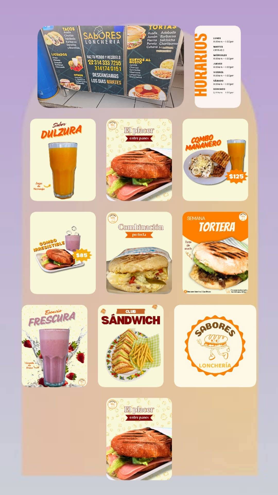 SABORES меню
