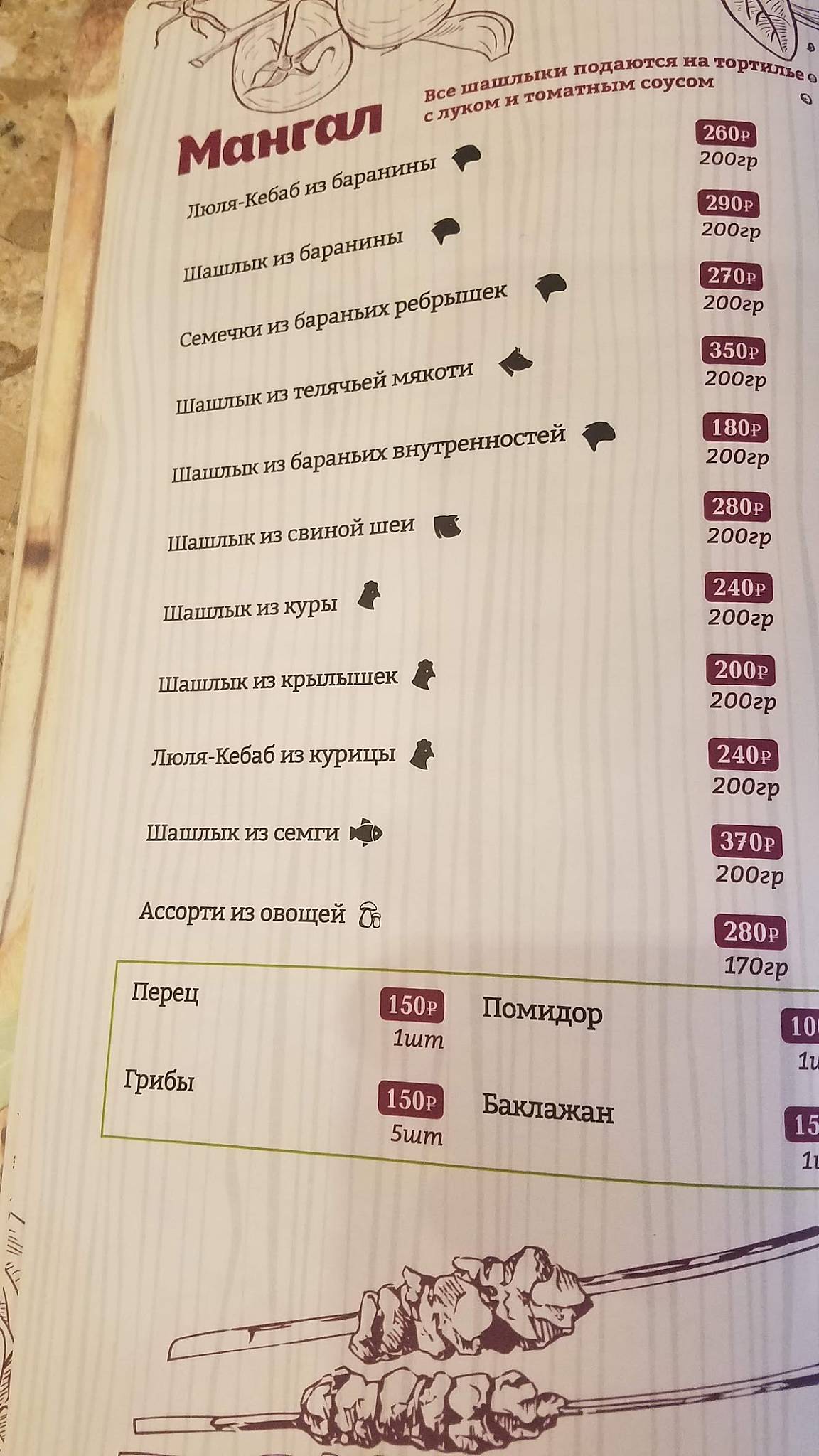 Кинза меню