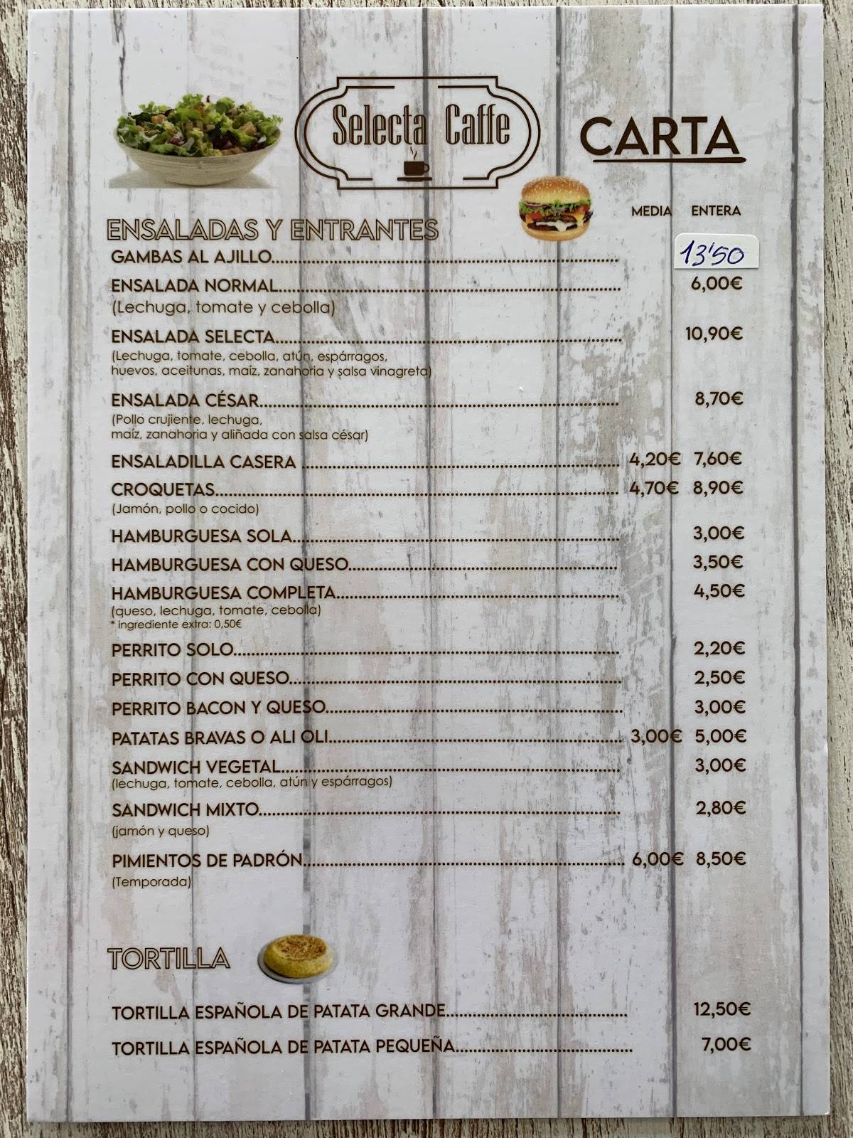 Selecta caffe меню