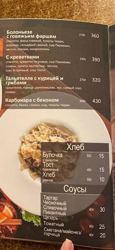 Шарлотка меню
