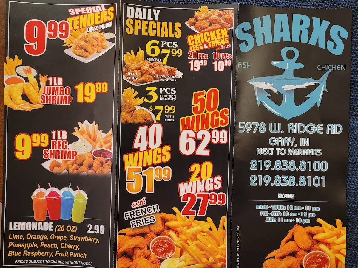 Sharxs Fish & Chicken меню