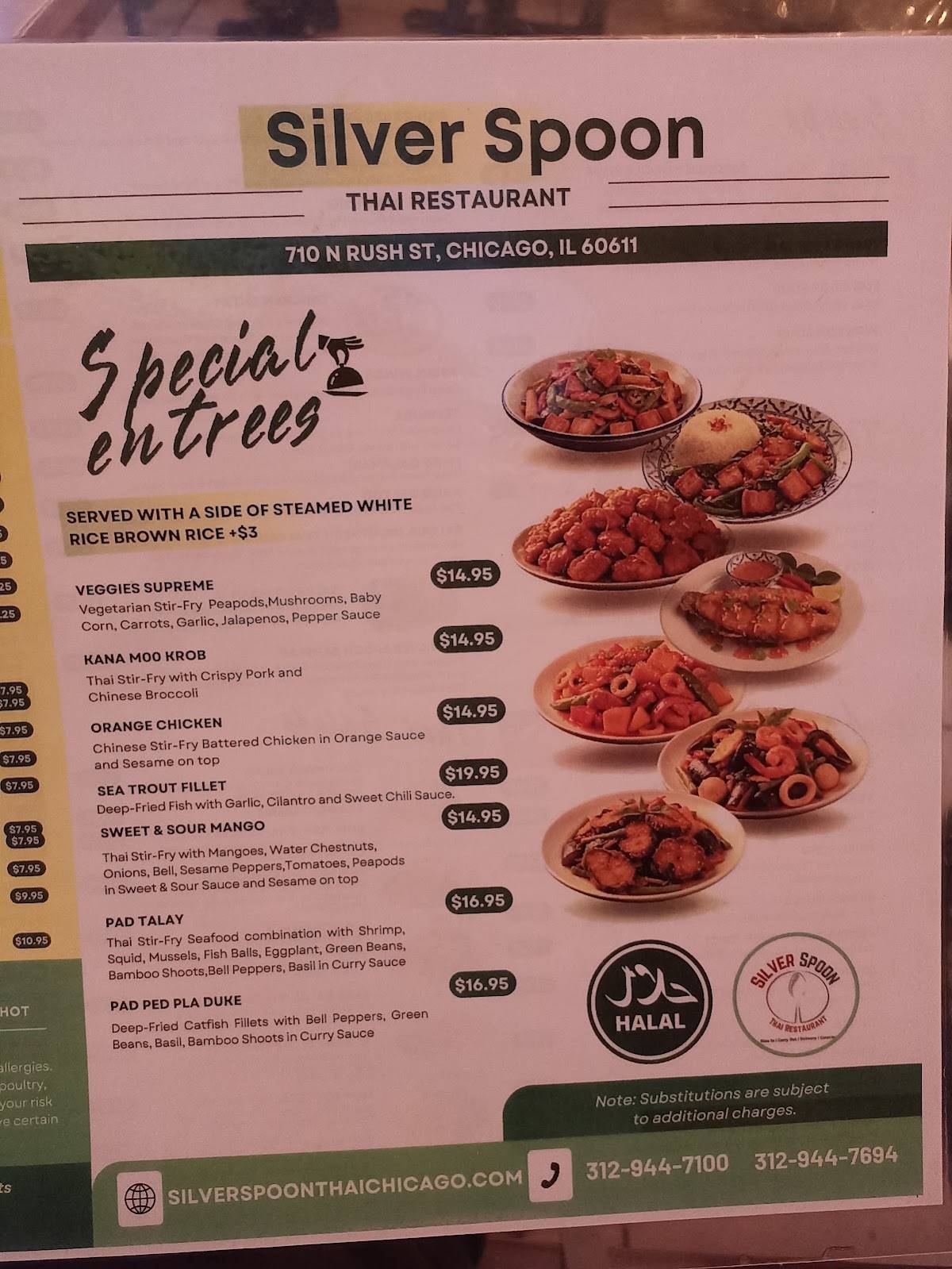 Silver Spoon Thai Restaurant меню