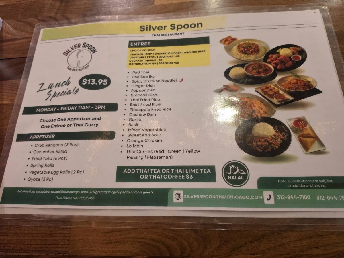 Silver Spoon Thai Restaurant меню