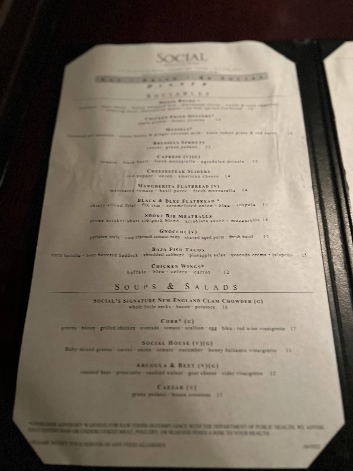 Social Restaurant & Bar меню