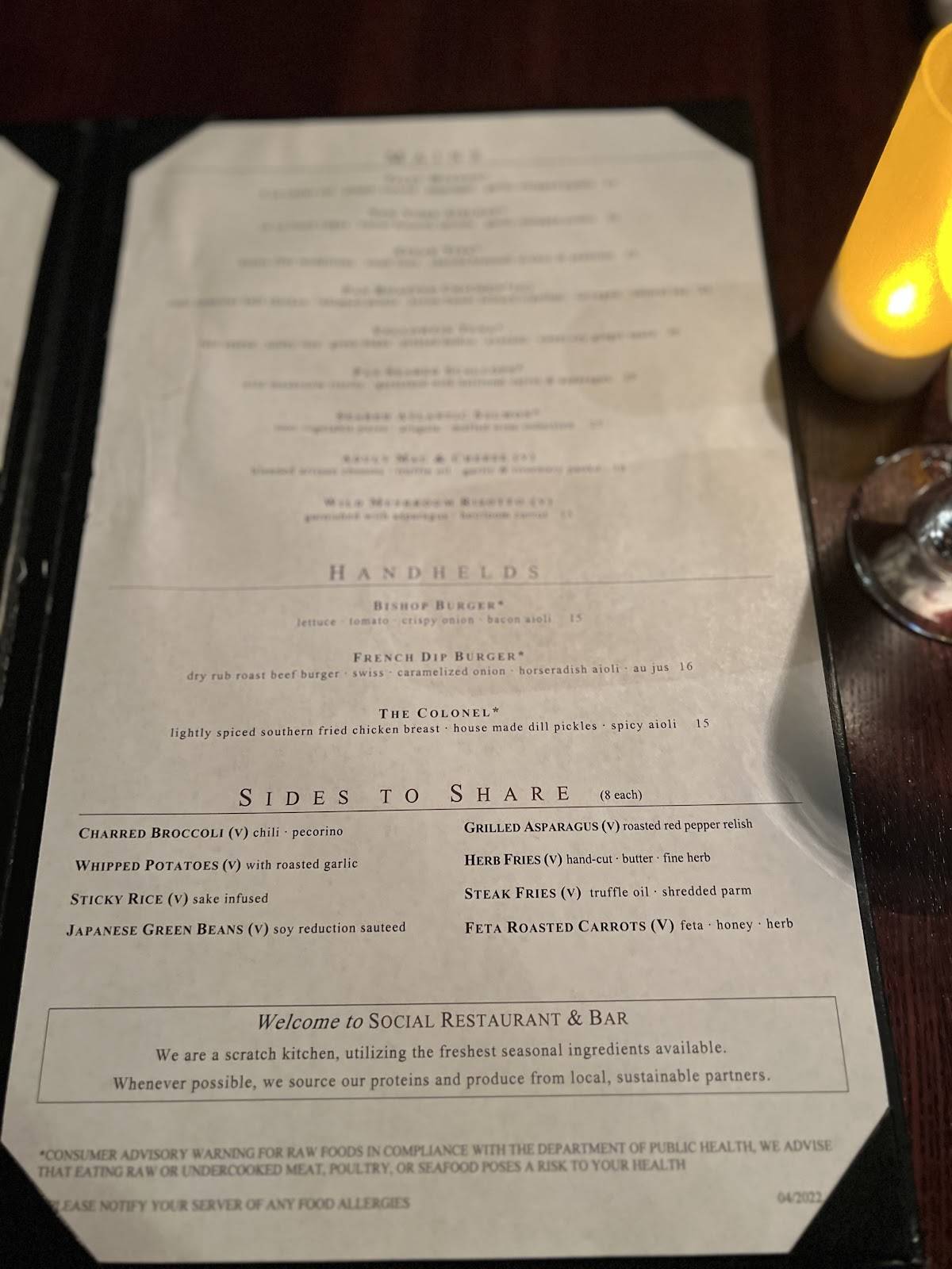 Social Restaurant & Bar меню