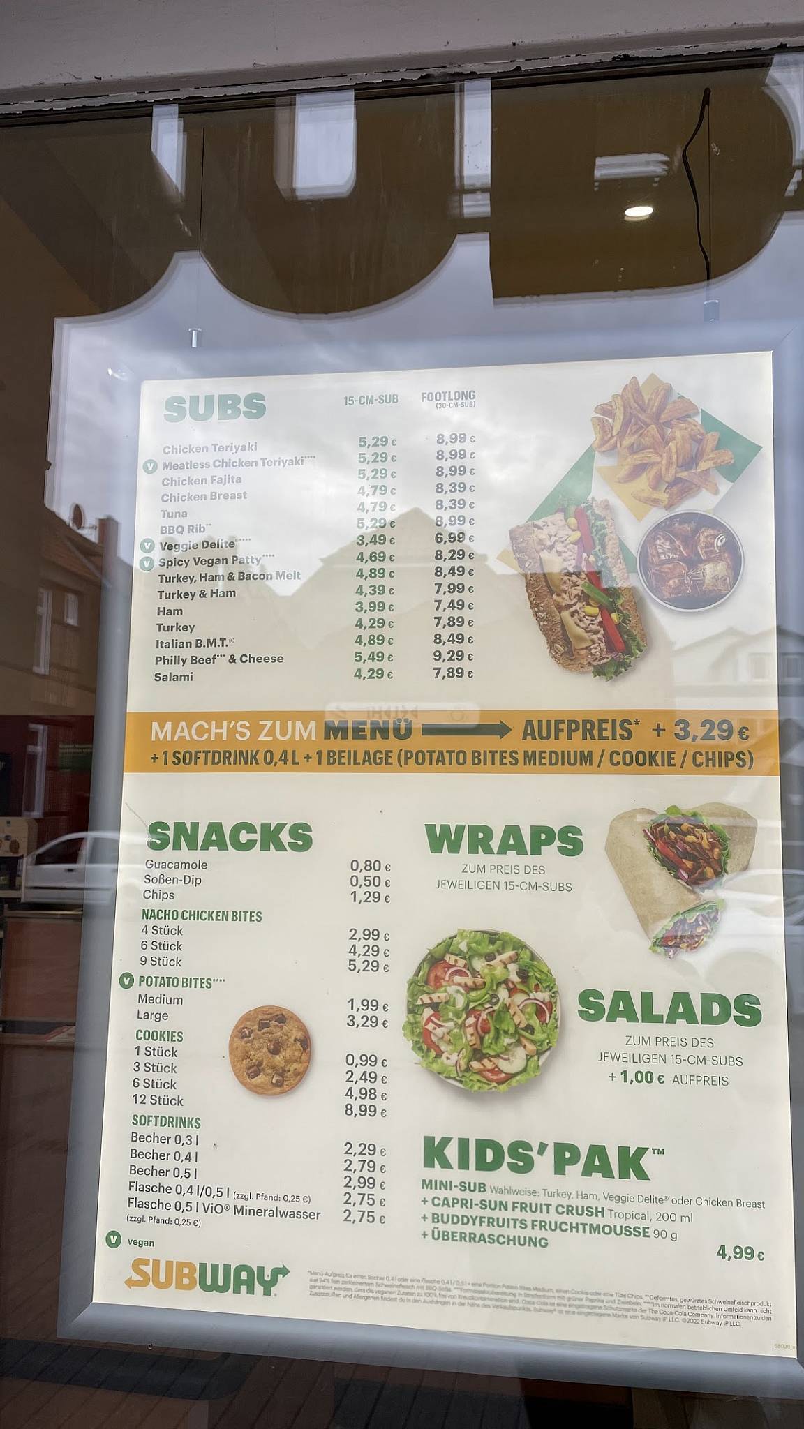 Subway меню