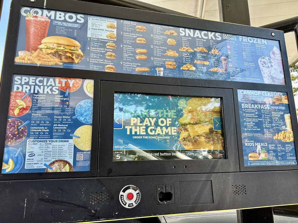 Sonic Drive-In меню