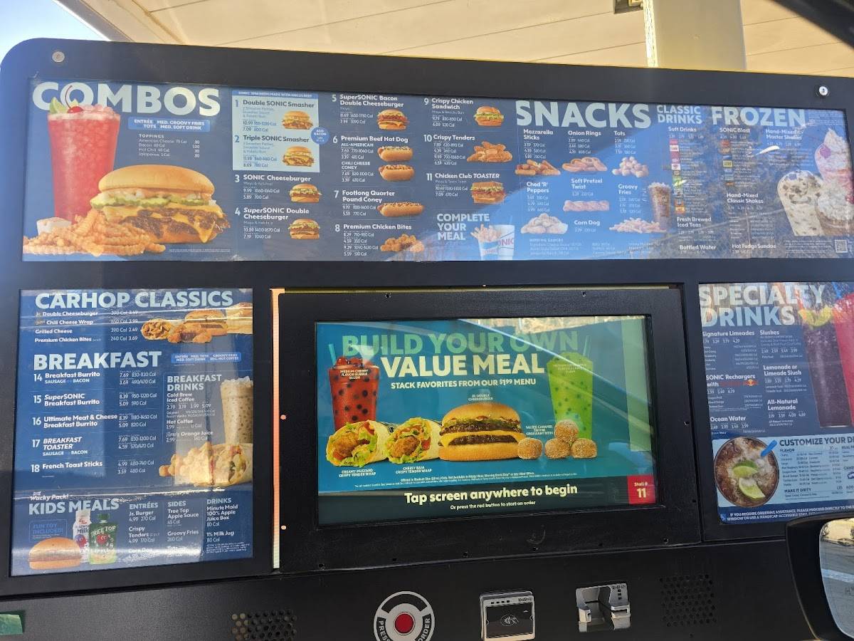 Sonic Drive-In меню