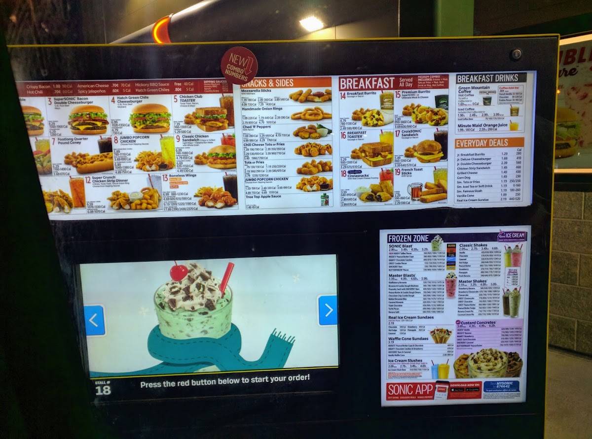Sonic Drive-In меню