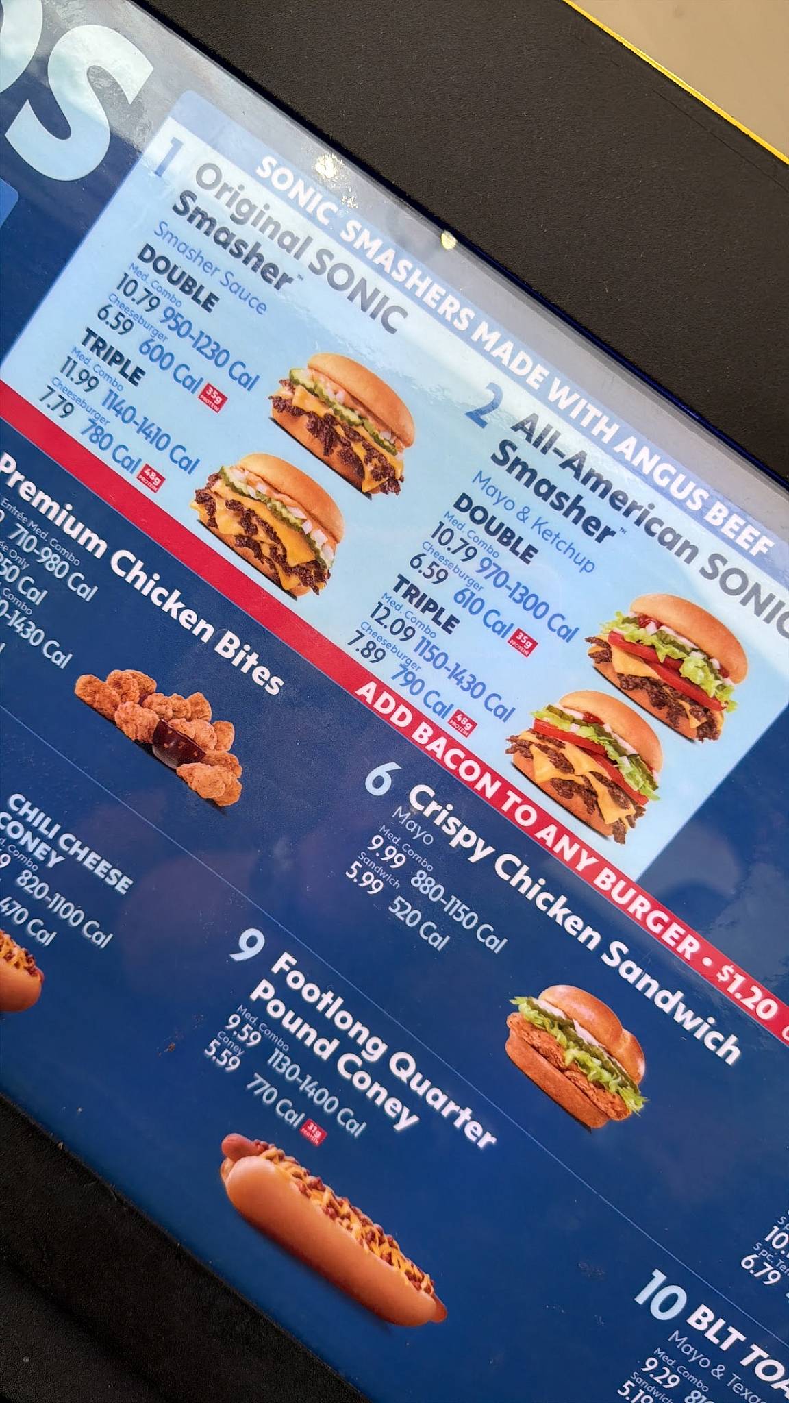 Sonic Drive-In меню