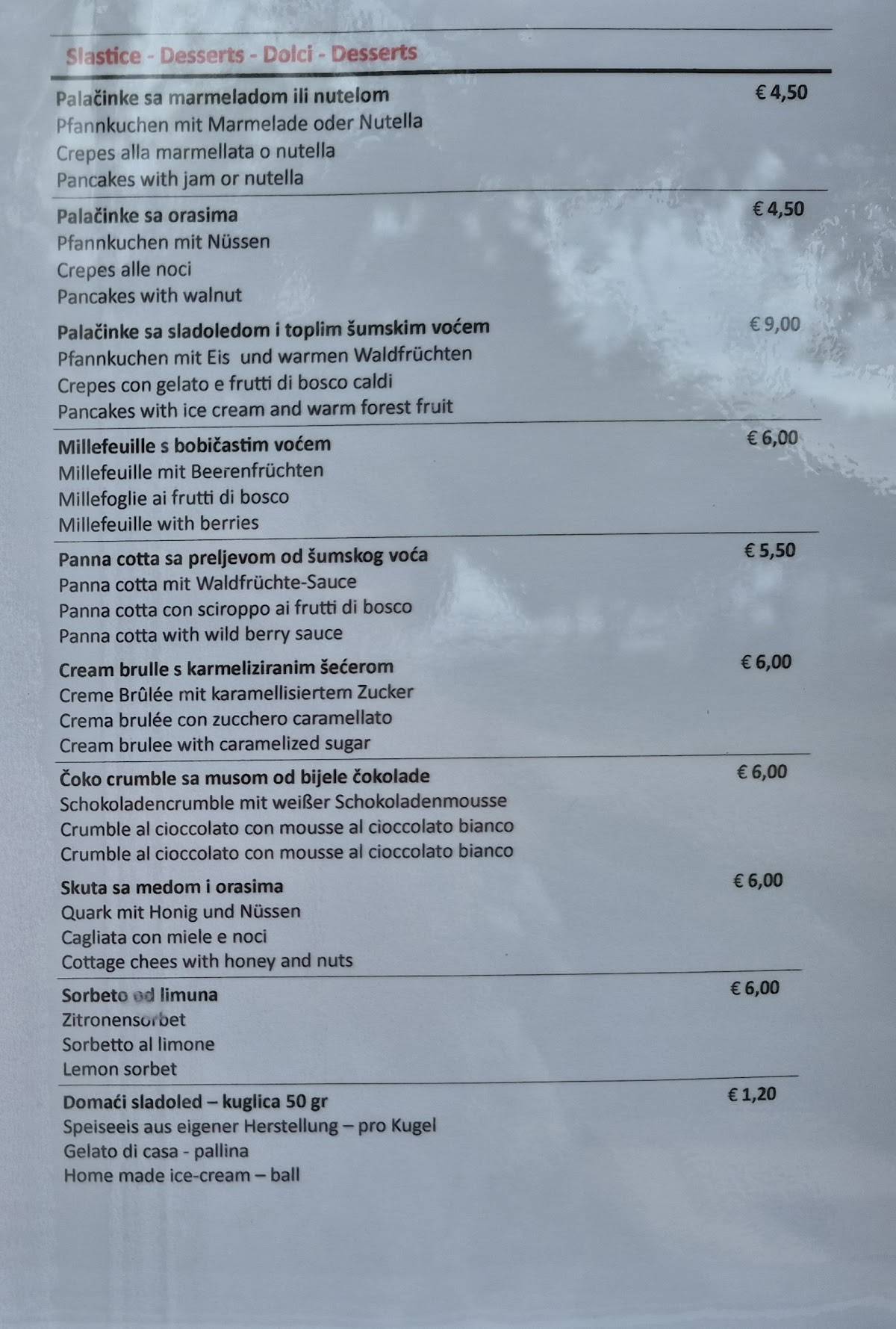 Spaccio Restaurant меню