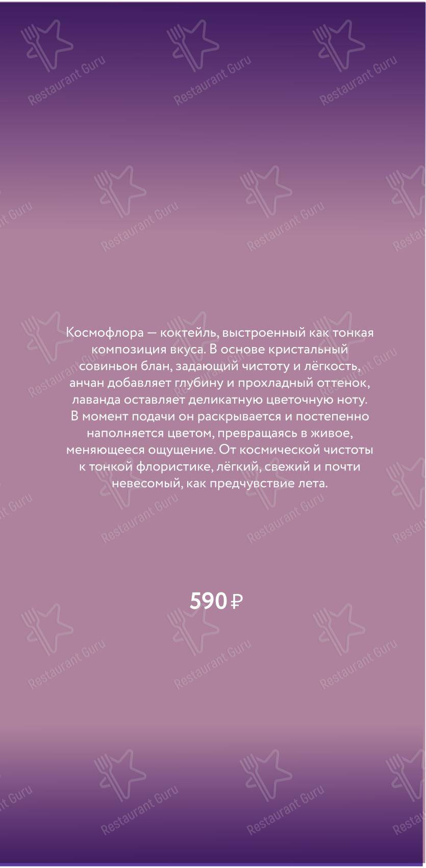 Основное меню ресторана Space by Cosmos