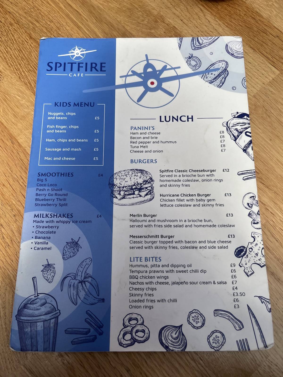 Spitfire cafe manston меню