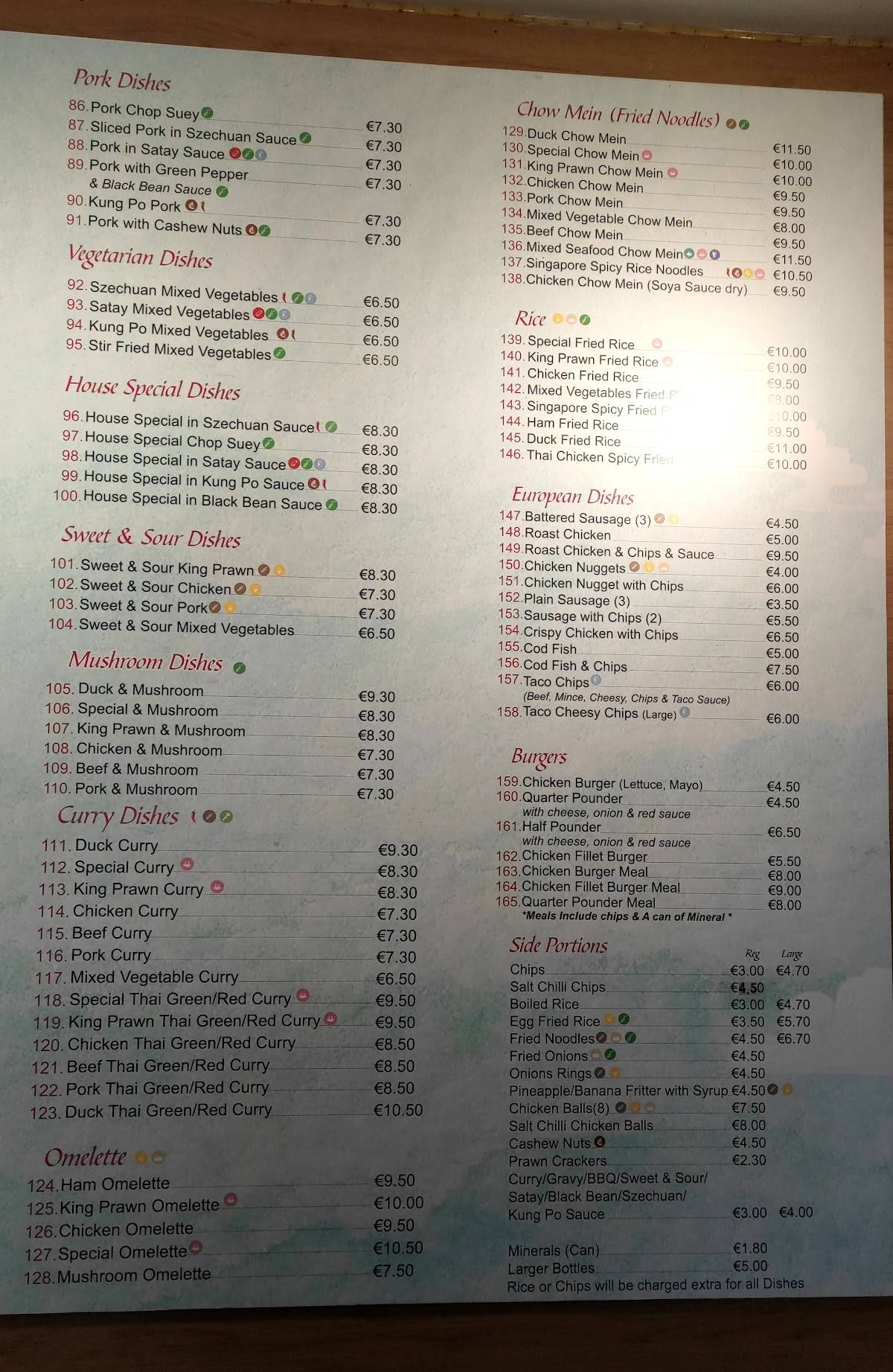 Spring Chinese Takeaway меню