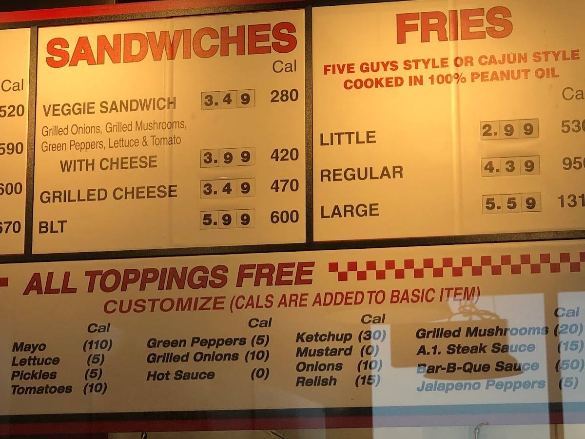 Five Guys меню