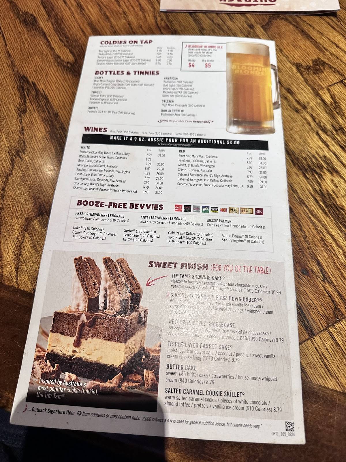 Outback Steakhouse меню