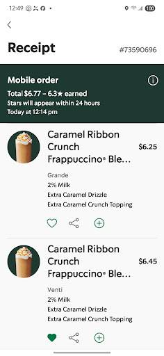 Starbucks Coffee Company меню