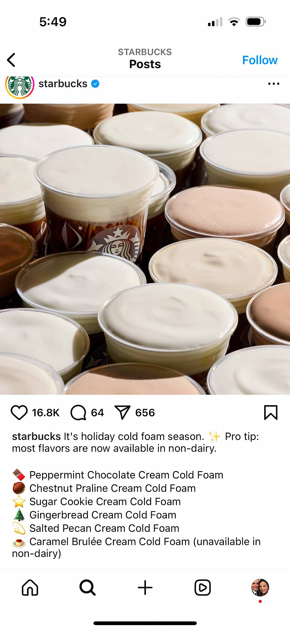 Starbucks Coffee Company меню