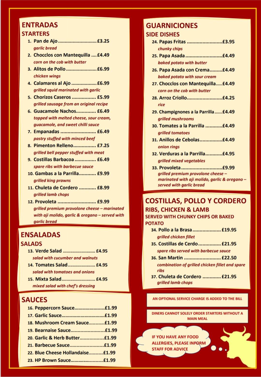 Rancho Steak House меню
