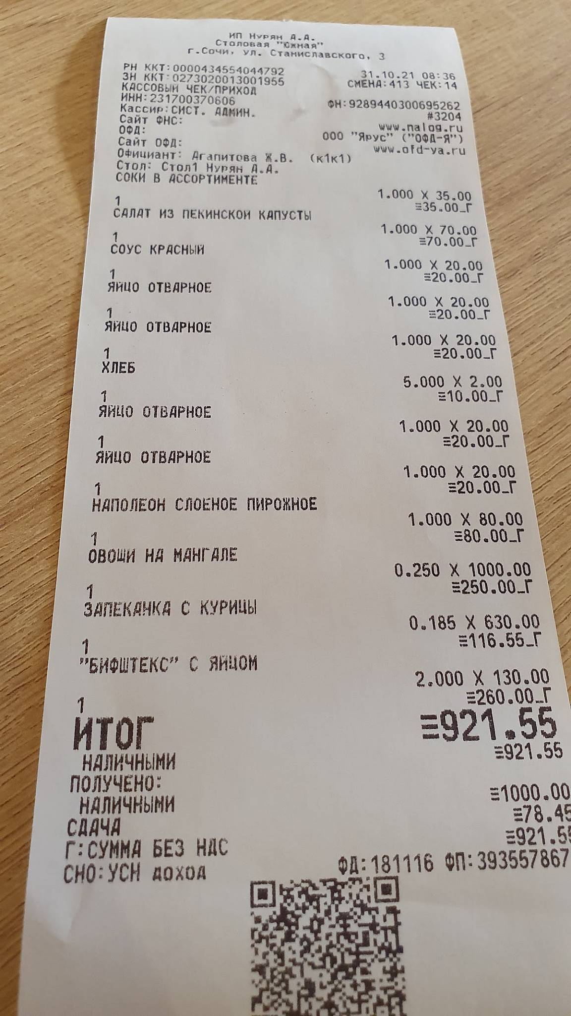 Столовая меню
