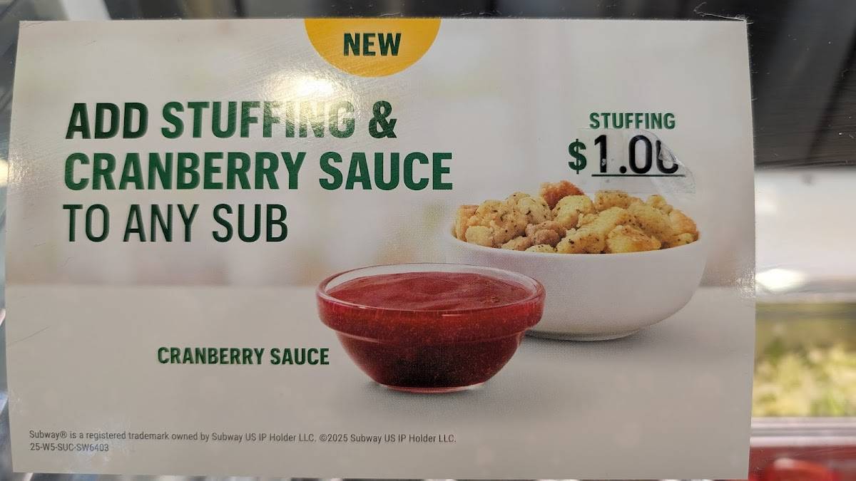 Subway меню