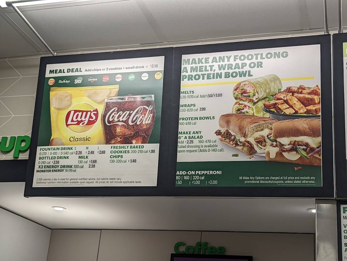 Subway меню