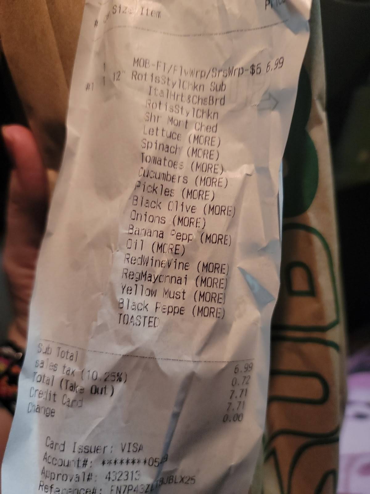 Subway меню