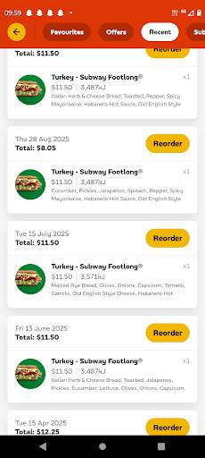 Subway меню