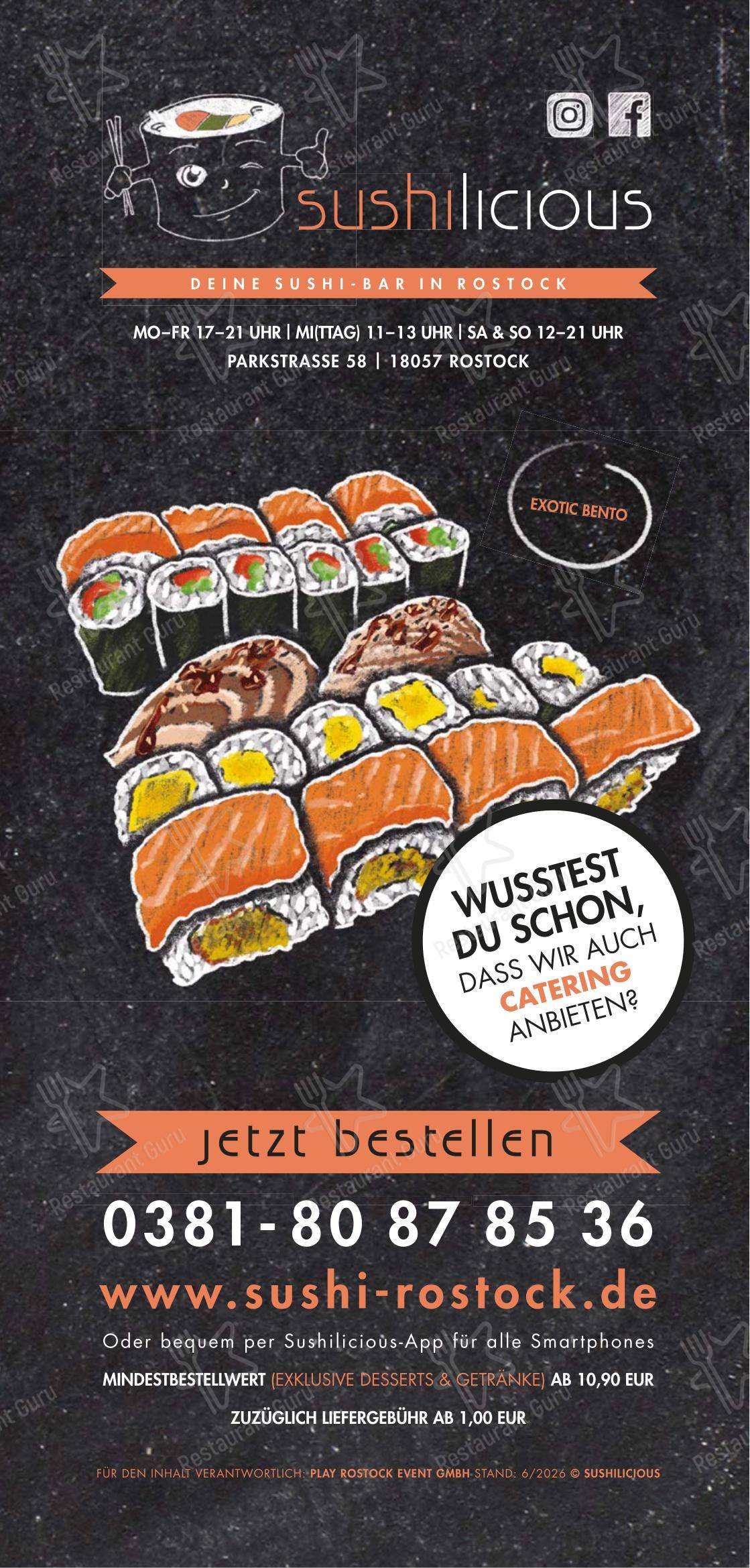Меню ресторана Sushilicious в Ростоке