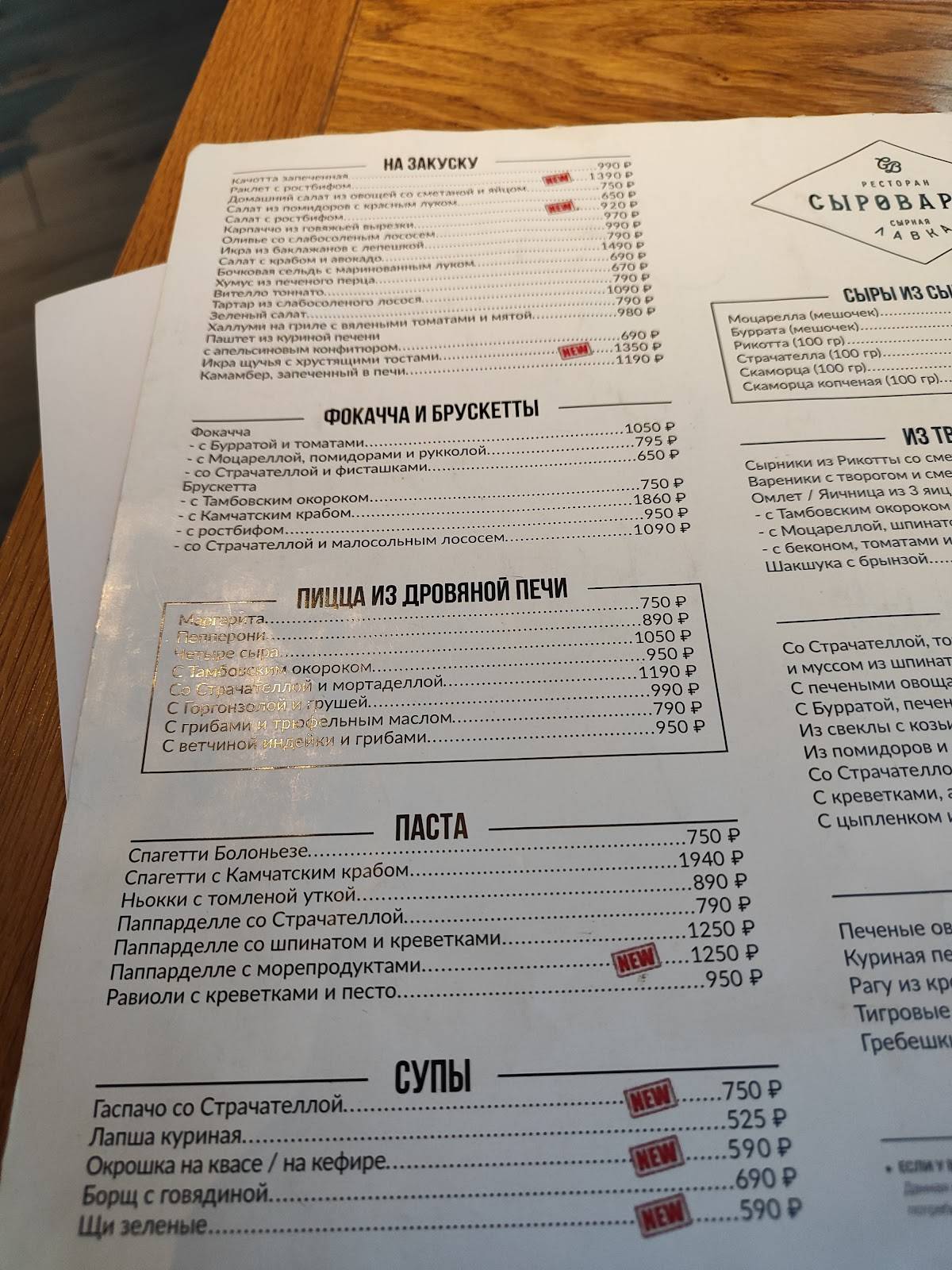 Сыроварня меню