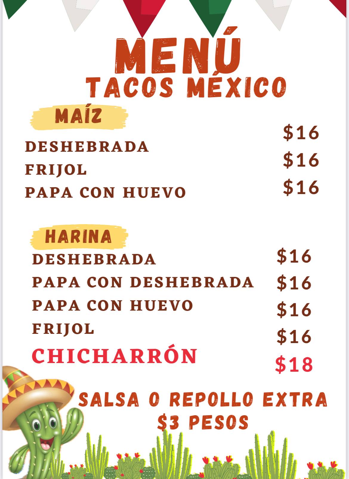TACOS MÉXICO меню