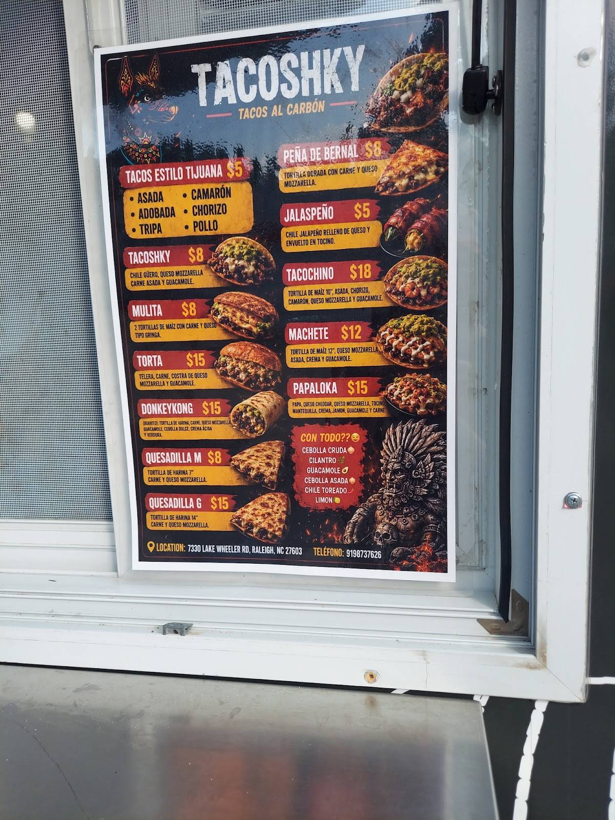 TACOSHHKY меню
